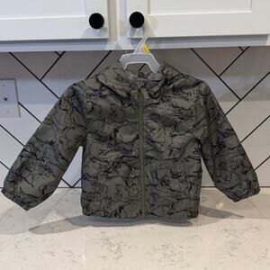 Carter's novelty Dinosaur print green Windbreaker size 2T hooded play daycare